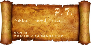 Pekker Teofánia névjegykártya
